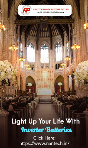 A Grandiose Lighting Effect of a Church Wedding Event Depicts The Inverter Batteries Concept.