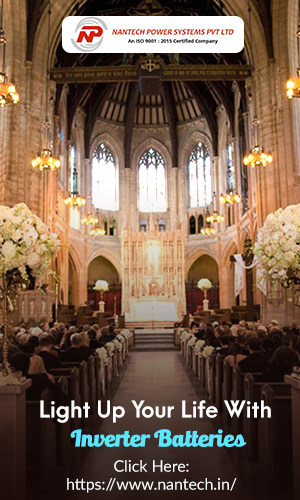 A Grandiose Lighting Effect of a Church Wedding Event Depicts The Inverter Batteries Concept.